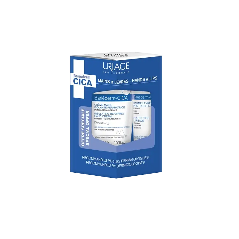 Uriage Promo Bariéderm-Cica Handcreme, 50 Ml + Lippenbalsam 15 Ml