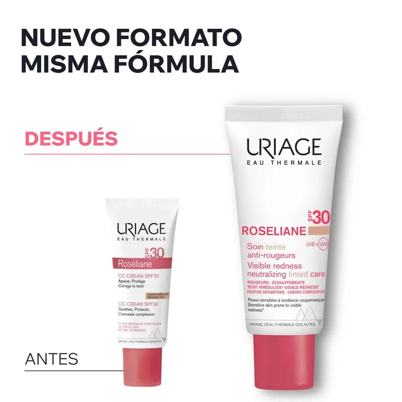 Uriage Roséliane Cc Creme Spf30 Farbige Creme für empfindliche, gerötete, Rosacea und hyperreaktive Haut, 40 ml