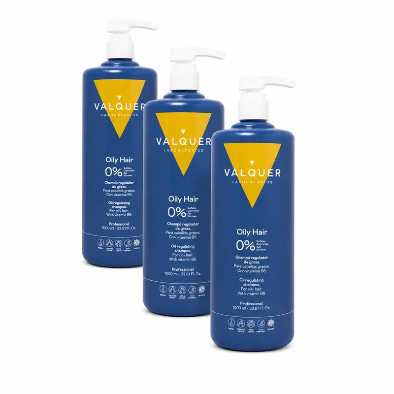 Valquer Haarpflege fettregulierendes Shampoo, Packung 3 x 1000 ml