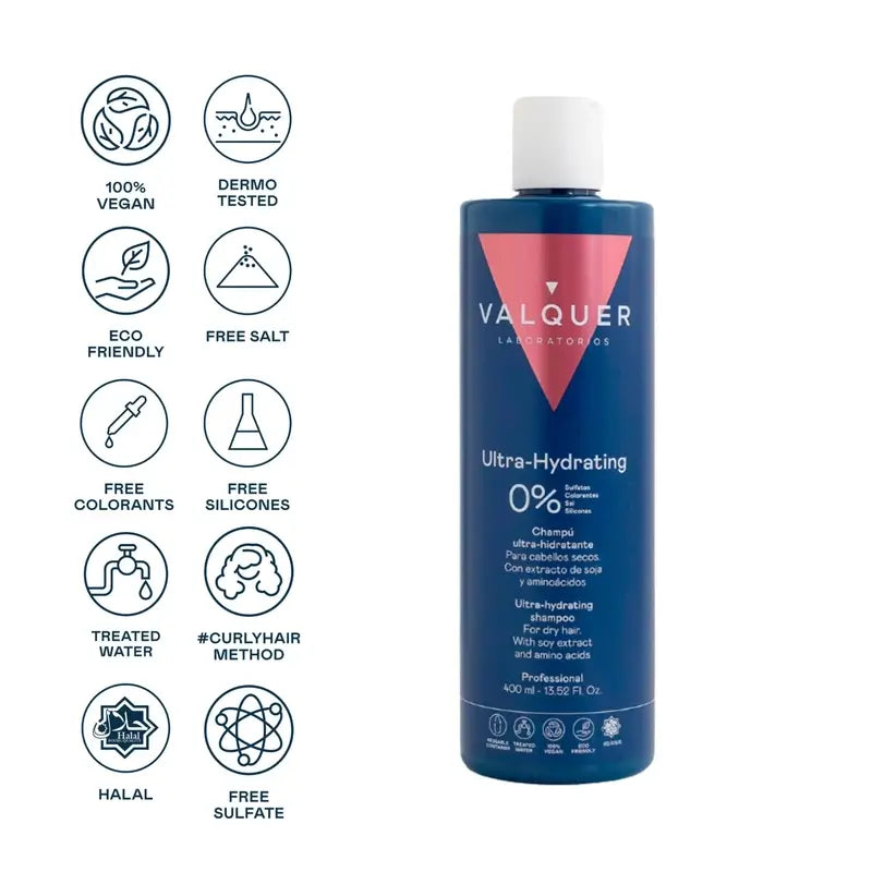 Valquer Hair Care Ultra Feuchtigkeits-Shampoo, trockenes Haar, 400 ml