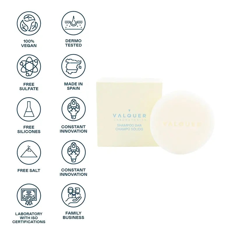 Valquer Hair Care Pure Fettiges Haar Festes Shampoo, 50 gr