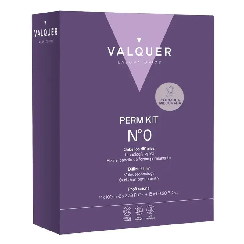 Valquer Professional Perming Kit Nr. 0 - Schwieriges Haar - 2 Schritte + Seideneffekt-Spülung