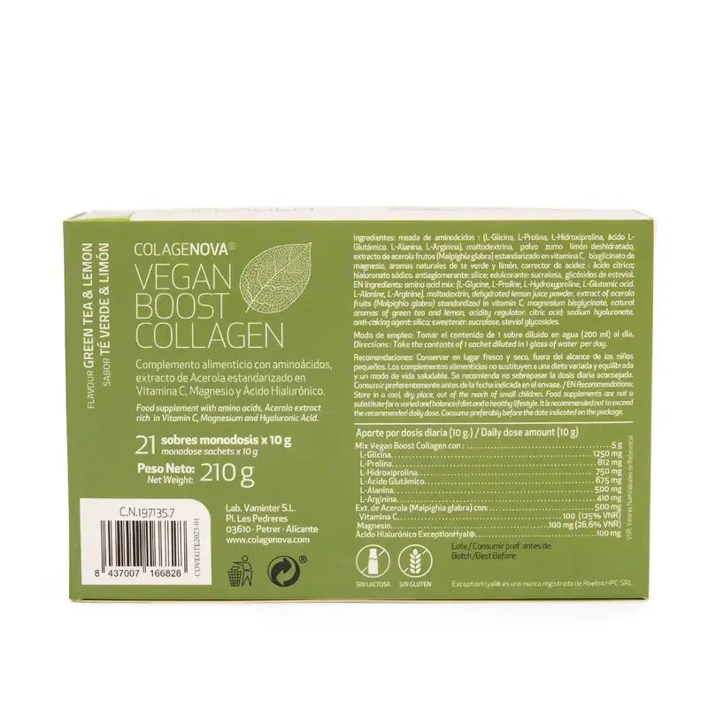 Colagenova Vegan Boost Grüner Tee + Zitrone, 21 Umschläge