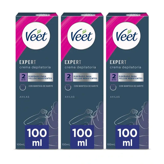 Veet Enthaarungscreme für Frauen Achseln und Bikinizone Roll-On, 3x100ml