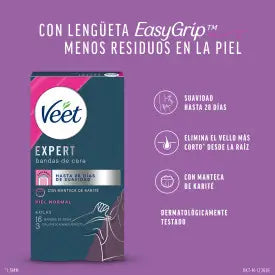 Veet Expert Achselhöhlen Enthaarungs-Kaltwachsstreifen, 16 Streifen