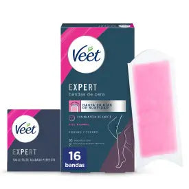 Veet Expert Cold Wax Depilatory Wax Strips for Legs, 16 Strips