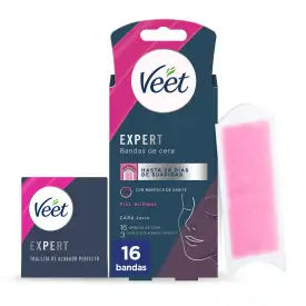 Veet Expert Gesichtshaarentfernungs-Kaltwachsstreifen mit Sheabutter, 16 Streifen