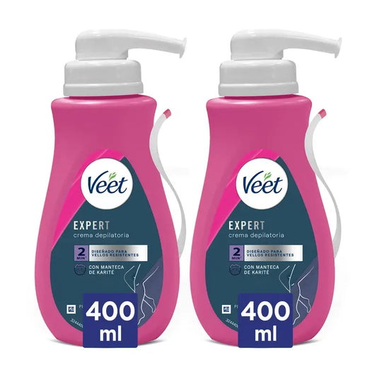 Veet Pack Enthaarungscreme für normale und trockene Haut mit Spender, 2 X 400 ml