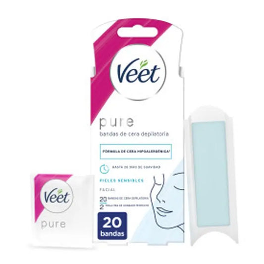 Veet Pure Cold Waxing Wax Strips für empfindliche Haut, 20 Stück
