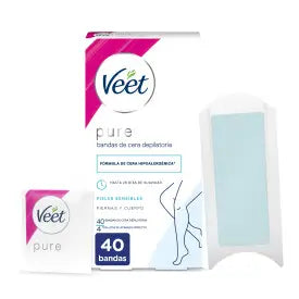 Veet Pure Pure Cold Wax Enthaarungswachsstreifen für Beine und Körper, 40 Streifen