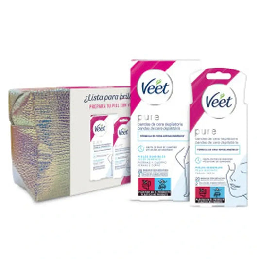 VEET Pure Toilet Bag Enthaarungswachsstreifen (20 für Gesicht + 20 für Körper)