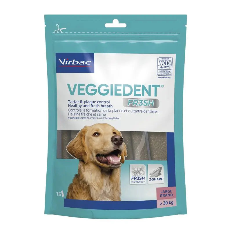 Virbac Veggiedent Fr3sh L, Zahnpflege-Snacks für Hunde großer Rassen