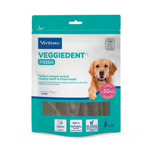 Virbac Veggiedent Fr3sh L, Zahnpflege-Snacks für Hunde großer Rassen