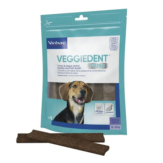 Virbac Veggiedent Fr3sh M, Dental Snacks for Medium Breed Dogs