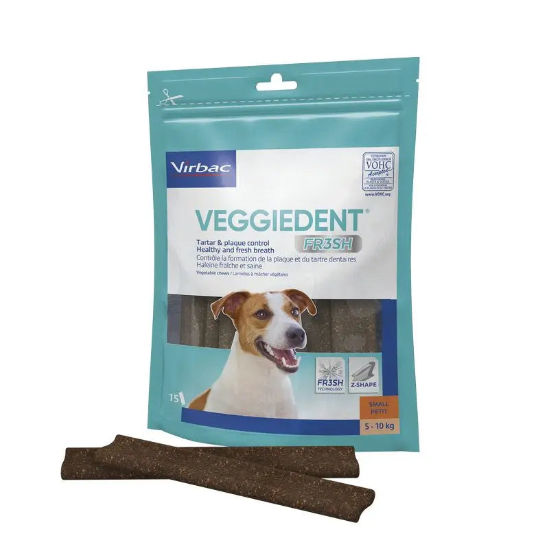 Virbac Veggiedent Fr3sh S, Zahnpflege-Snacks für Hunde kleiner Rassen