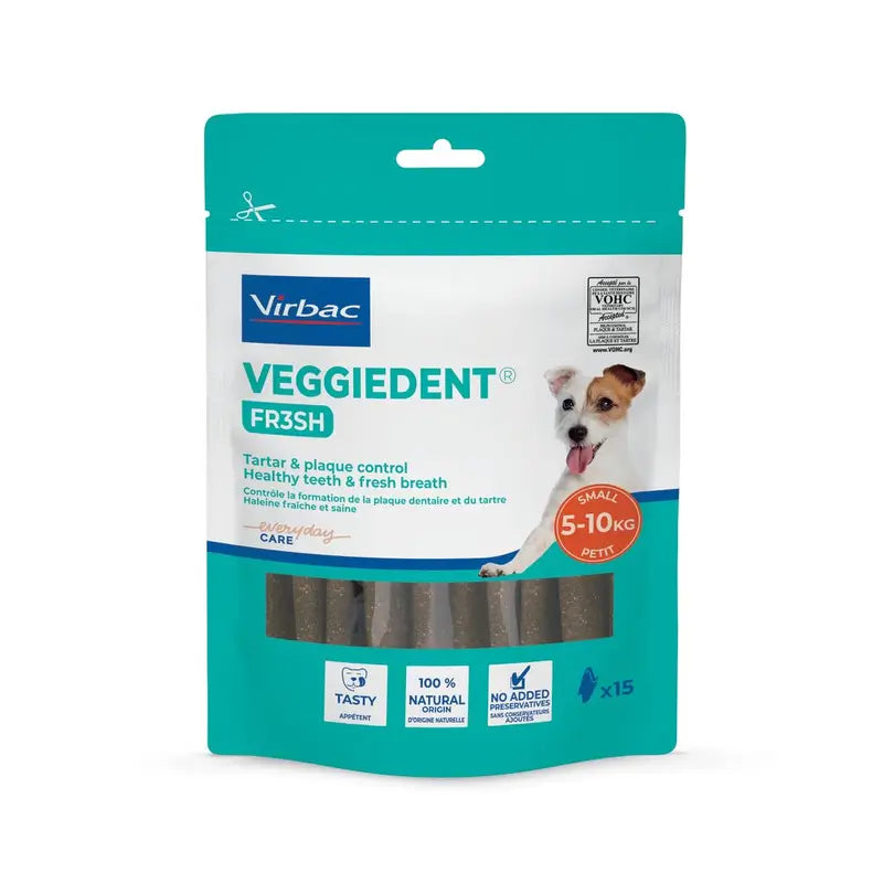 Virbac Veggiedent Fr3sh S, Zahnpflege-Snacks für Hunde kleiner Rassen