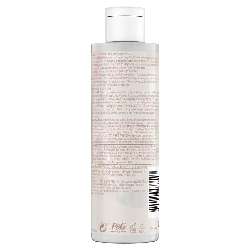 Venus Satin Care 2 in 1 Reinigungsgel + Intimbereich Enthaarung, 190 Ml