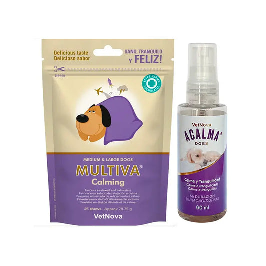 Vetnova Multiva Calming + Acalma Spray 60 ml, Packung für mittlere und große Hunde