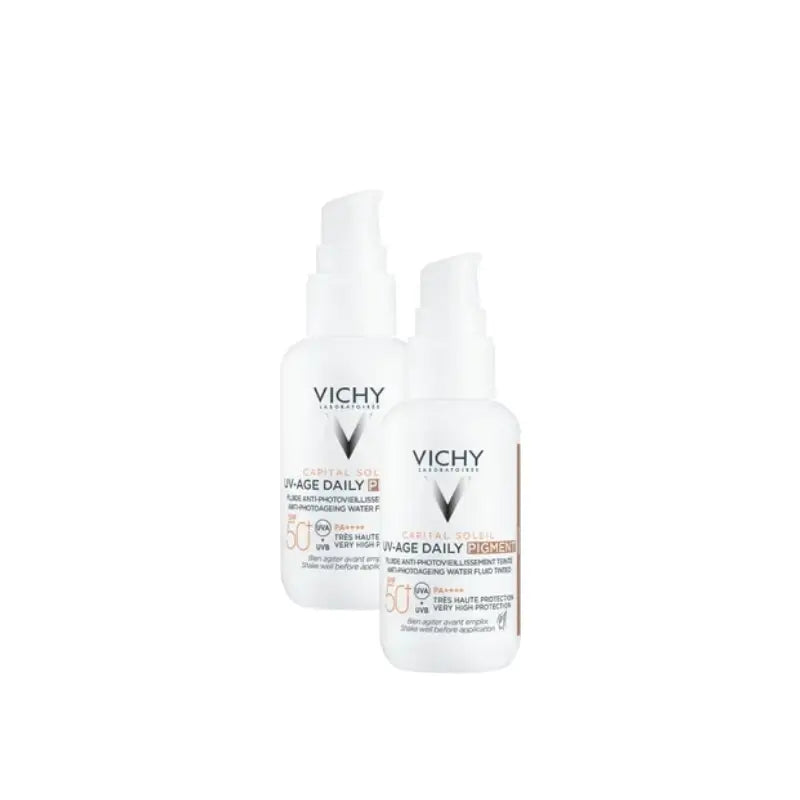 Vichy Capital Soleil UV Age Tages-Sonnenschutzfluid, Farbton Medium, LSF 50, 40 ml, 2er-Pack
