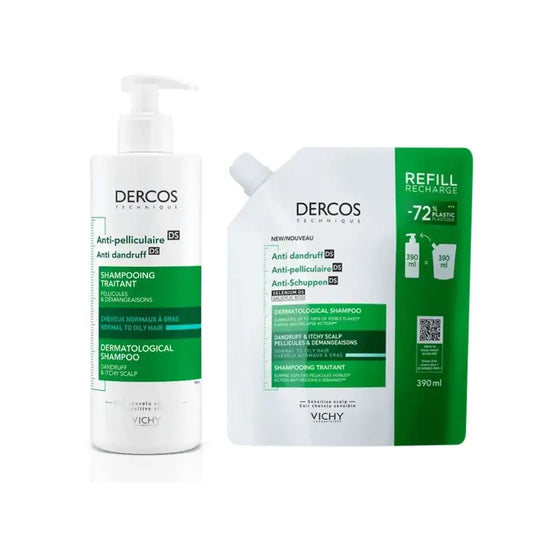 Vichy Dercos Anti-Schuppen Shampoo für fettiges Haar 400ml + Nachfüllung 400ml