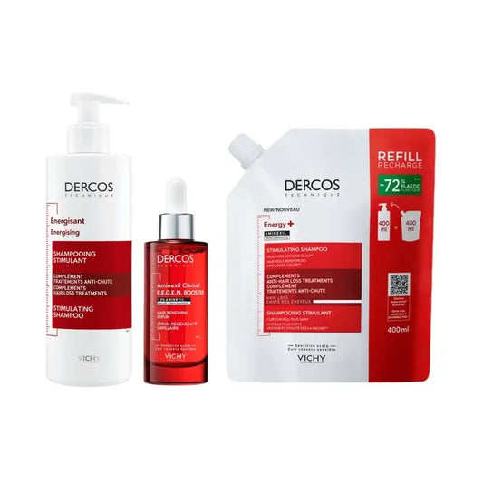 Vichy Dercos Regen Serum 90 ml + Dercos Energy+ Shampoo 400 ml + Nachfüllung 400 ml