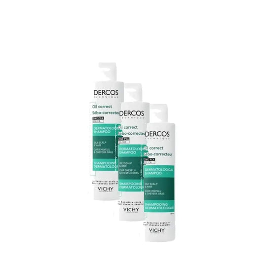 Vichy Dercos Technique Shampoo zur Talgregulierung für fettiges Haar, 200 ml, 3er-Pack