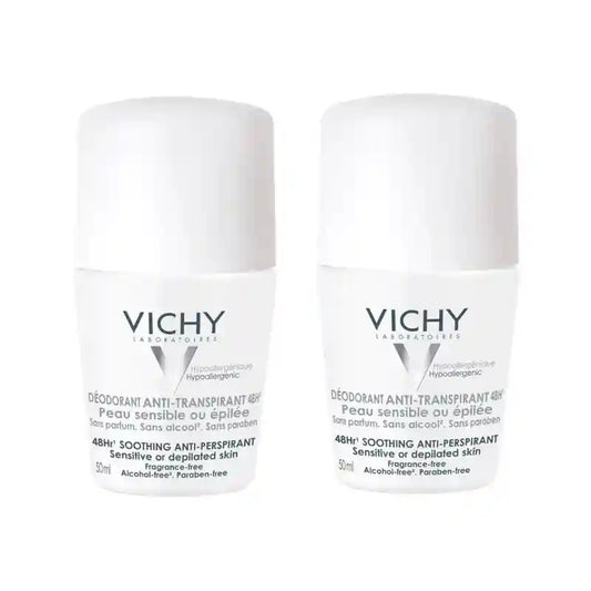 Vichy Anti-Transpirant Deodorant 48H Roll-On Empfindliche Haut, 2X50 Ml
