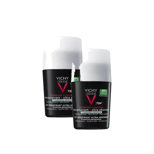 Vichy Homme Antitranspirant-Deodorant „Extreme Control 72H“, Roll-on, 50 ml, 2er-Pack