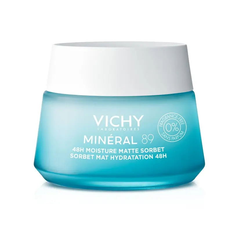 Vichy Mineral 89 Matte Feuchtigkeits-Sorbet-Gel 48H mit Hyaluronsäure , 50 ml