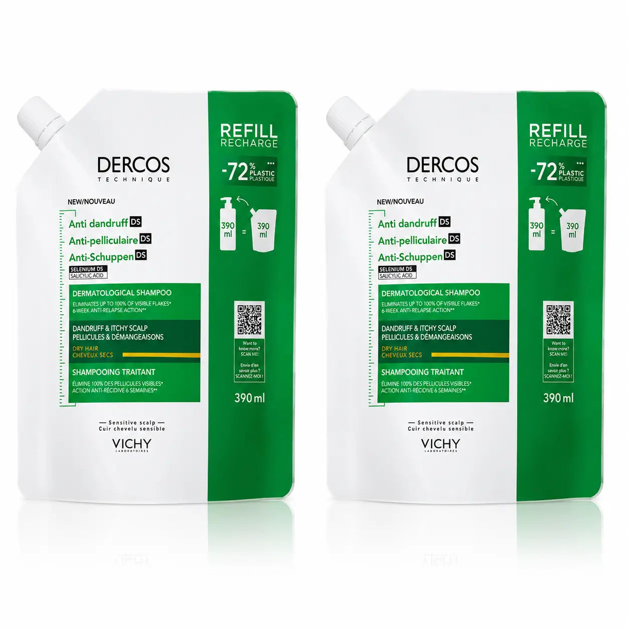 Vichy Packung Vichy Dercos Technique Ecorefill Anti-Trocken-Schuppen Shampoo, x2