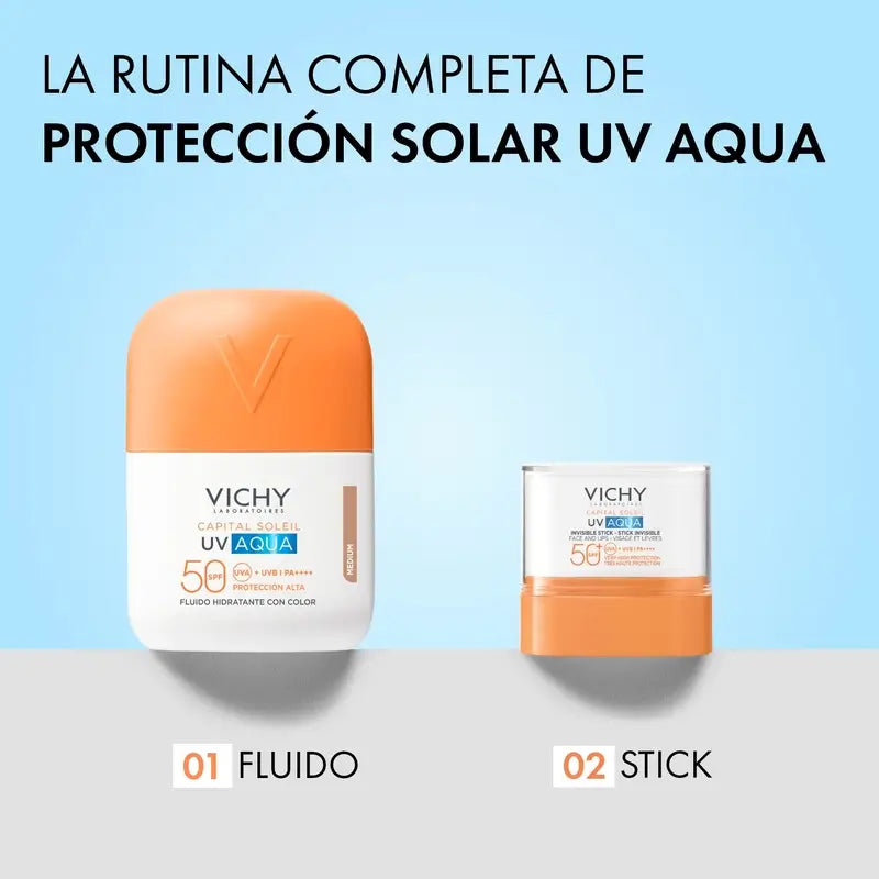 Vichy Solar Uv Aqua Hydrating Fluid Spf50 Mitteltönig, 50 ml