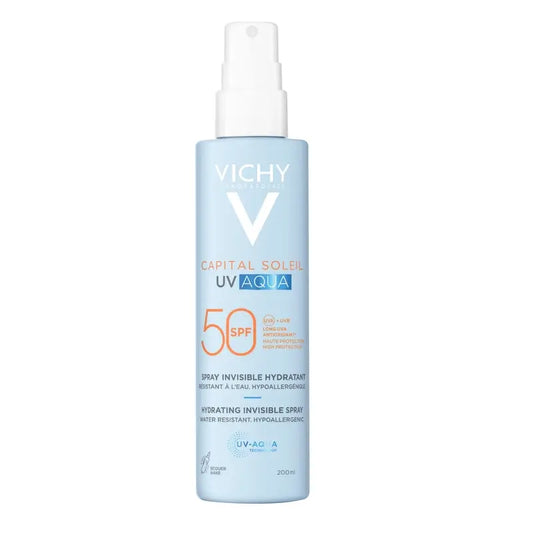 Vichy Solar Uv Aqua Spray Unsichtbares Feuchtigkeits-Spray Spf50, 200 ml