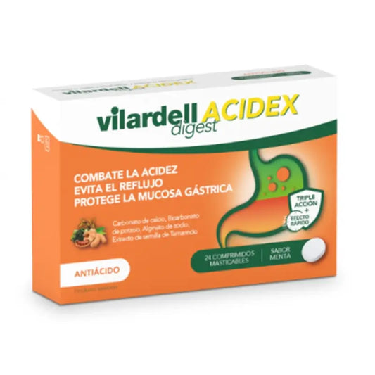 Vilardell Digest Acidex Minzgeschmack Kautabletten, 24 Stück
