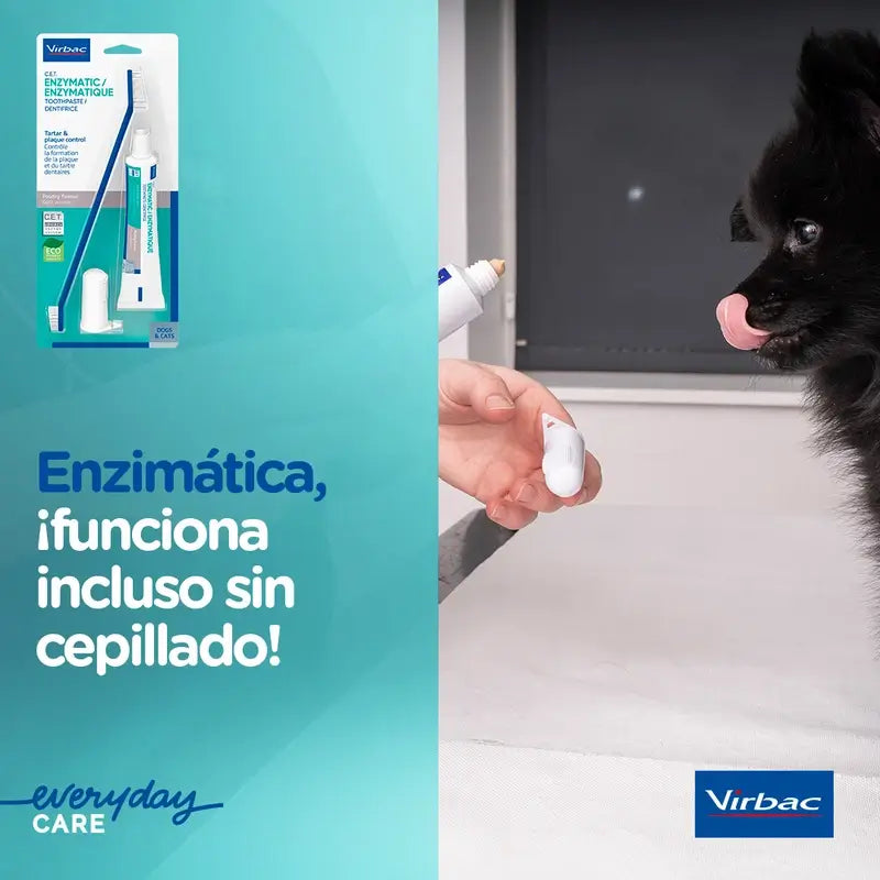 Virbac Cet Kit Bürste + Enzymatische Zahnpasta 70 gr für Haustiere
