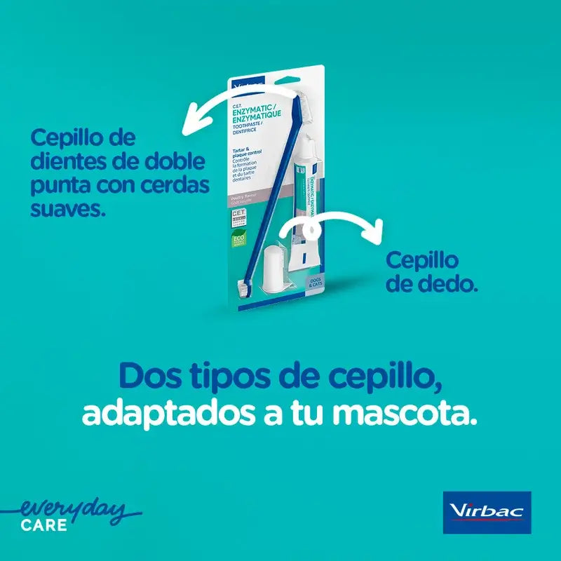 Virbac Cet Kit Bürste + Enzymatische Zahnpasta 70 gr für Haustiere