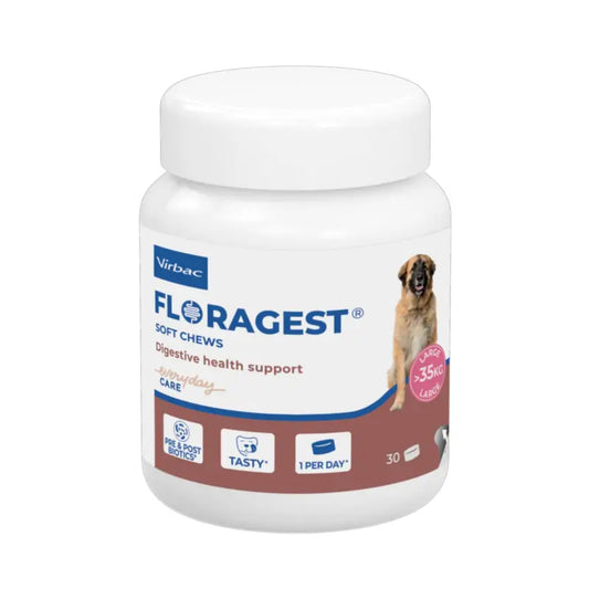 Virbac Floragest® Soft Chews – Verdauungsergänzungsmittel für große Hunde, 1 Dose mit 30 Kausnacks