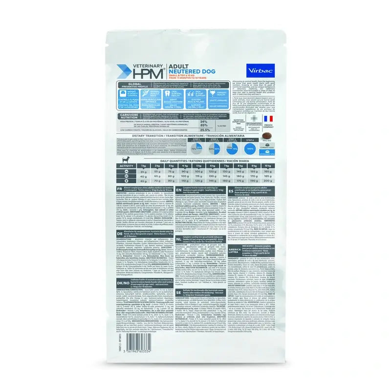 Virbac Hpm Adult Dog Neutered Small & Toy 1,5kg, Hundefutter für Hunde