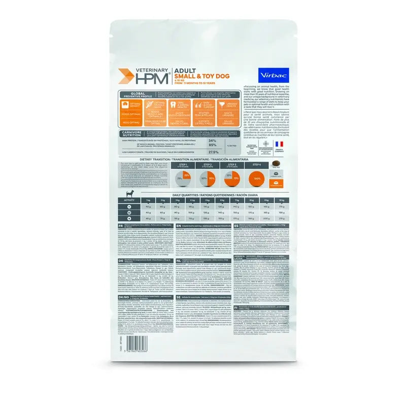 Virbac Hpm Adult Dog Small & Toy 3kg, Hundefutter für Hunde