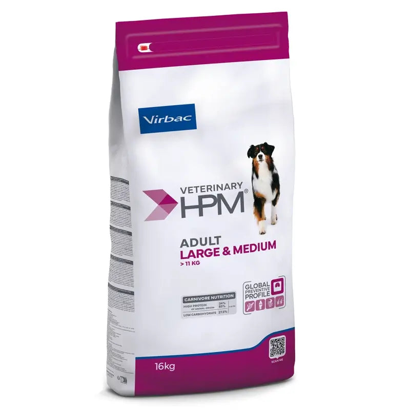Virbac Hpm Canine Adult Large Medium 16Kg, Hundefutter für Hunde