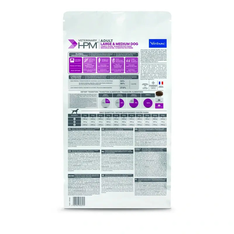 Virbac Hpm Adult Large & Medium 3Kg Hundefutter, Hundefutter für Hunde