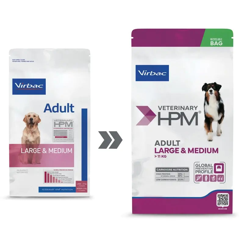Virbac Hpm Adult Large & Medium 3Kg Hundefutter, Hundefutter für Hunde