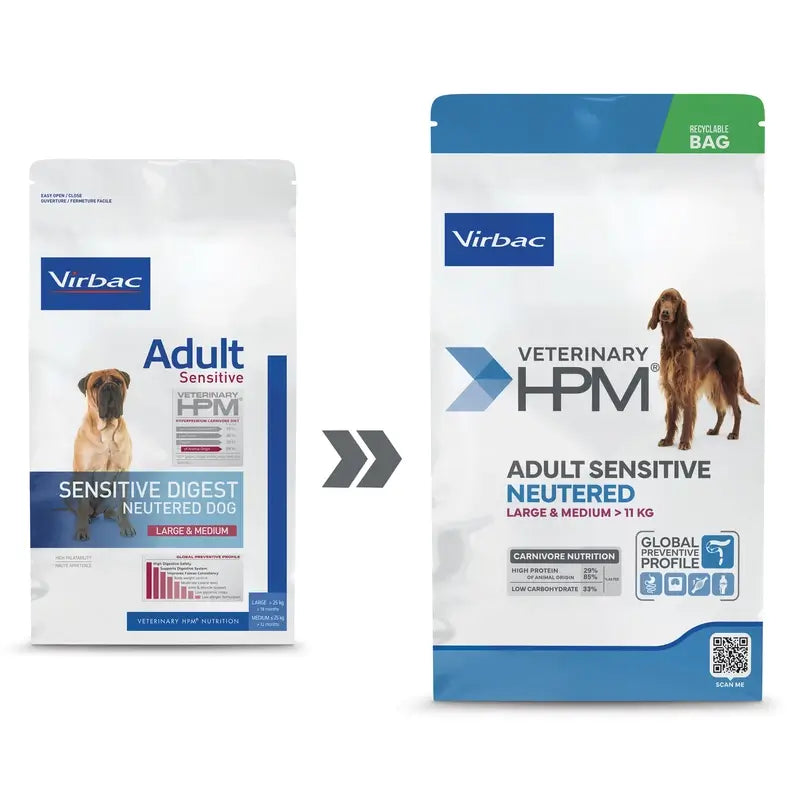 Virbac Hpm Canine Sensitive Digest Neutered Neutered Large Med. 12Kg, Hundefutter