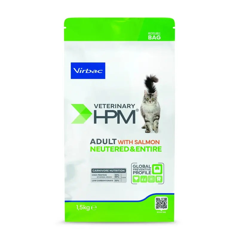 Virbac Hpm Adult Lachs Kastriertes & Ganzes Katzenfutter 1,5 Kg, Katzenfutter