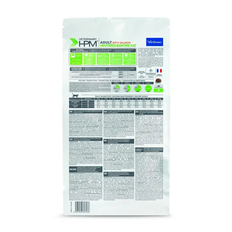 Virbac Hpm Adult Lachs Kastriertes & Ganzes Katzenfutter 1,5 Kg, Katzenfutter