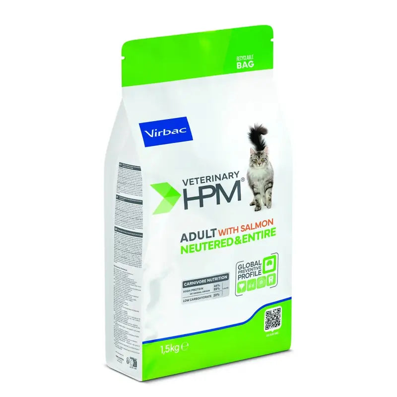 Virbac Hpm Adult Lachs Kastriertes & Ganzes Katzenfutter 1,5 Kg, Katzenfutter