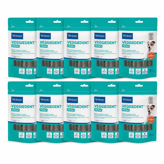 Virbac Veggiedent Fr3sh S, Zahnpflege-Snacks für Hunde kleiner Rassen, 10er-Pack