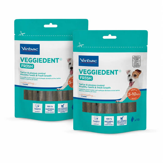 Virbac Veggiedent Fr3sh S, Zahnpflege-Snacks für Hunde kleiner Rassen, 2er-Pack