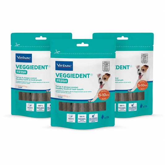 Virbac Veggiedent Fr3sh S, Zahnpflege-Snacks für Hunde kleiner Rassen, 3er-Pack