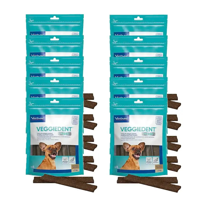 Virbac Veggiedent Fr3sh XS, Zahnpflege-Snacks für Hunde sehr kleiner Rassen, 10er-Pack
