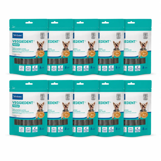 Virbac Veggiedent Fr3sh XS, Zahnpflege-Snacks für Hunde sehr kleiner Rassen, 10er-Pack